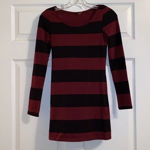 H&M Maroon & Black Striped Dress